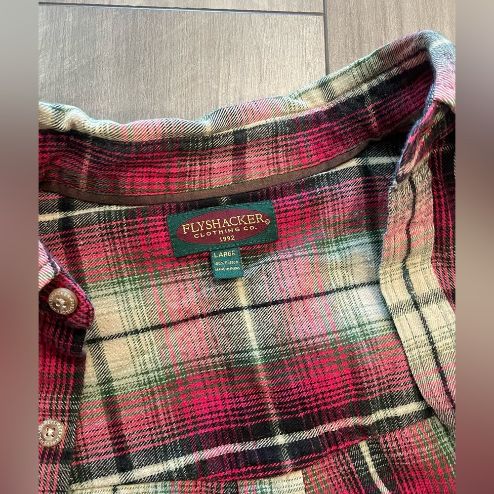 Men’s Plaid Button-Up Shirt - Red and Green - Picture 3 of 9